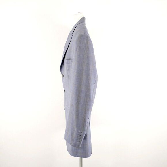 Vitale Barberis Canonico Super 140s Blue Plaid 2 Piece Vest + Suit‎ Jacket 42L - Picture 7 of 15